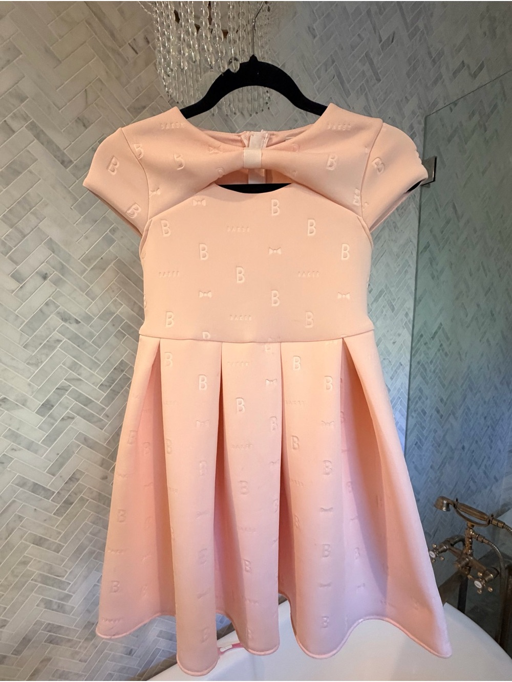 Ted Baker Pale Pink Bow-Back Pleated Party Dress